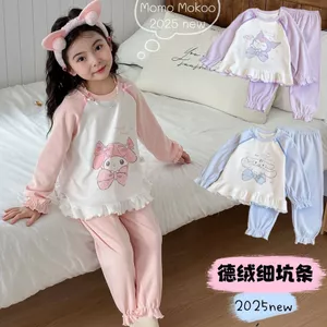 Bé Gái Dài Tay Quần Loungewear Đức Nhung Mỏng Hố Dải Hoạt Hình Bộ Đồ Ngủ 100-140 Kích Thước IFQ3