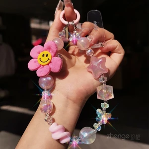 Hoa Tình Yêu Điện Thoại Di Động Dây Chuyền Đính Hạt ins Cổ Tay Nữ Siêu Đẹp Pha Lê Mặt Dây Chuyền Trang Sức Niche Tinh Tế