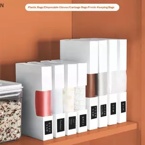 Hộp Đựng Túi Nhựa NS Có Hai Khe Cắm Cho Găng Tay Và Túi Rác Dung Tích Cao Hộp Bảo Quản Nhà Bếp Sắp Xếp NS