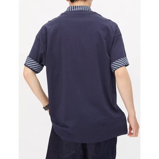 Áo thun nam cổ điển Nhật Bản, cổ chữ V giả, phù hợp mặc thoải mái