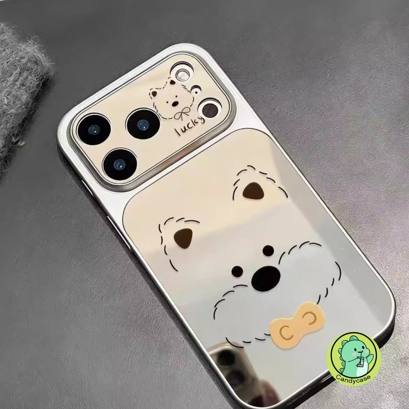Ốp Điện Thoại Gương Bạc Cho Vivo Y31D Y500 Y500i Y300 X300 X200 FE T4 Ultra S30 Pro Mini Plus iQOO 15 Ultra Z10 5G 4G Vỏ Sang Trọng Hoạt Hình Dễ Thương Westie Puppy Vỏ Mềm