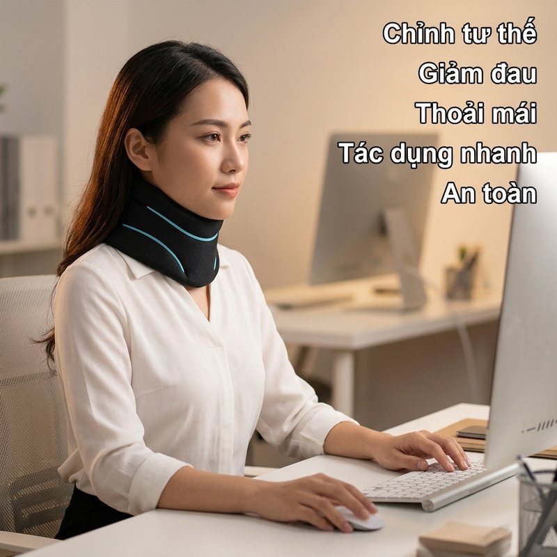 nẹp cổ hỗ trợ ổn định cột sống giảm đau cổ chỉnh tư thế cúi đầu mút xốp mềm thoáng khí thoải mái