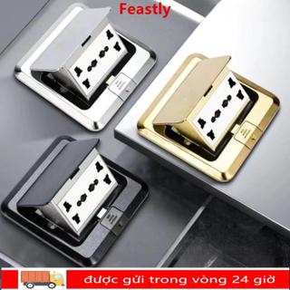 Ổ cắm mặt đất sàn FEASTLY, Ổ cắm sàn tiết kiệm không gian nhúng, Hữu ích dày 6 lỗ nối Ổ cắm bật lên Phòng hội nghị