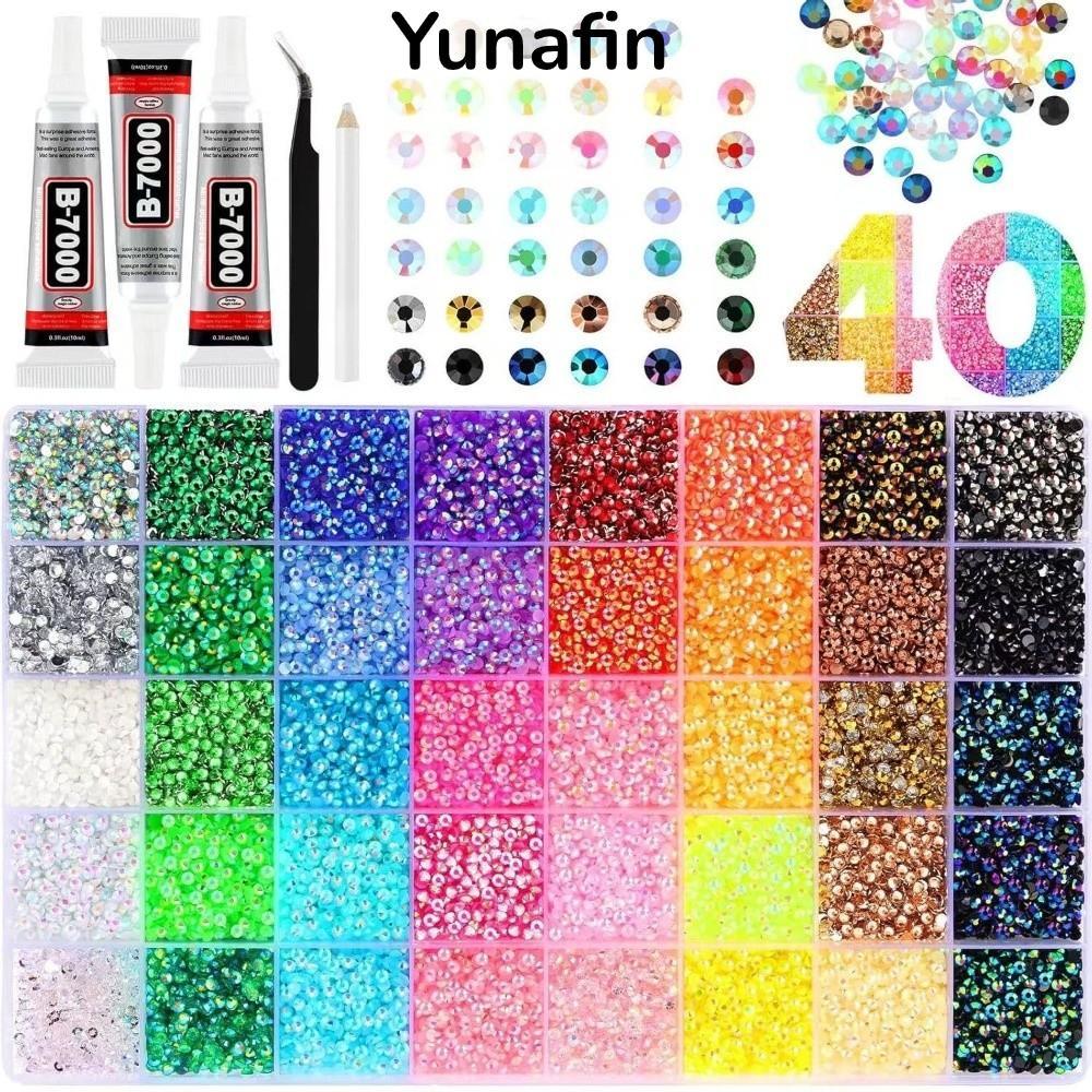 YUNAFIN Kim Cương Giả Nhựa Lấp Lánh Nhiều Màu - DIY Trang Trí Bedazzling cho Phụ Kiểm Trang Điểm