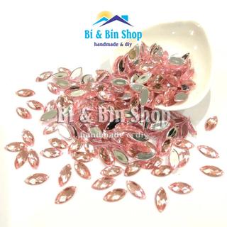 144 Viên Đá Kết Nhựa Lá Me 7x15mm Đính Kết Trang Phục Làm Phụ Kiện Thời Trang