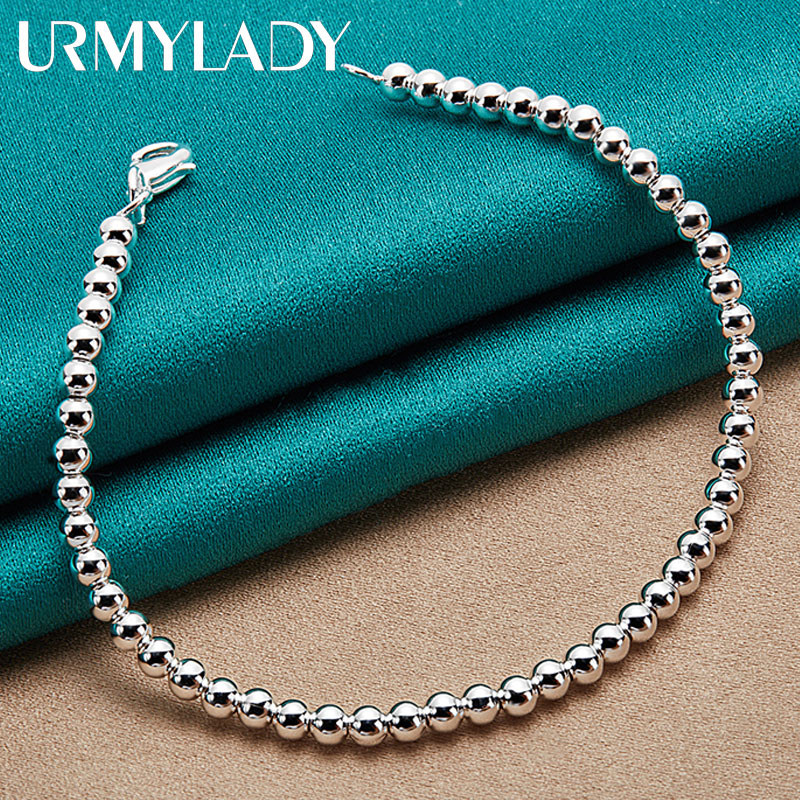 URMYLADY Vòng tay bạc 925 đính hạt, phù hợp cho nam và nữ, thời trang quyến rũ