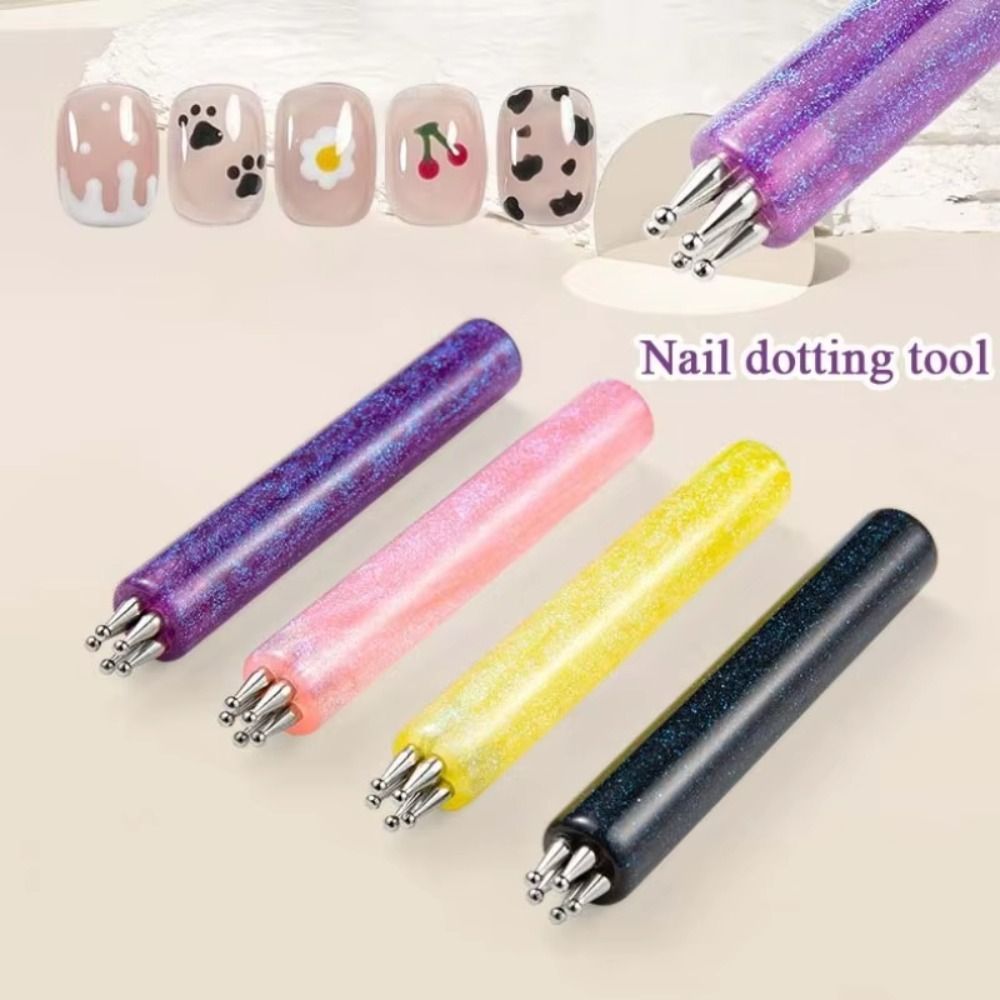 HWAIDY Bút Chấm Móng Tay 5 Cánh Hoa, Tay Cầm Acrylic, Dụng Cụ Vẽ Hoa One Stroke Cho Nail Art DIY