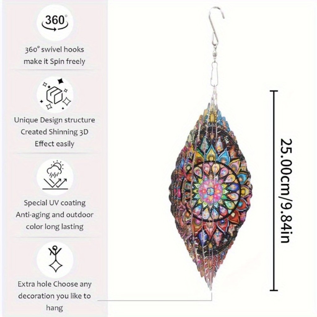 CIFbuy Thép không gỉ Mandala Gió Spinner Động Vật Điêu Khắc Ngoài Trời Trong Nhà Trang Trí Chuông Gió Treo Trang Trí