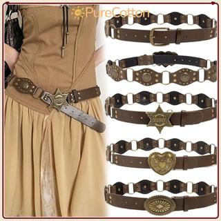 Thắt lưng nữ da PU phong cách Gothic Steampunk vintage, thời trang Y2K với rivets và grommets