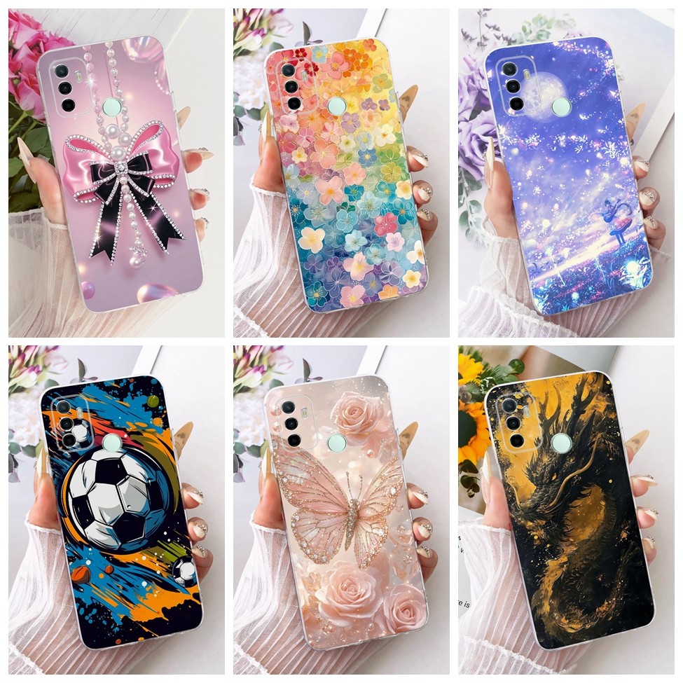 Ốp lưng trong suốt Oppo A53 4G CPH2127 Mèo dễ thương Thời trang Bướm Vỏ sơn ngộ nghĩnh OppoA53 4G CPH2131