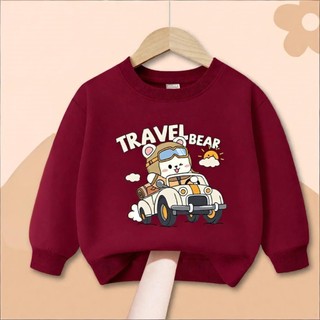 Áo nỉ dài tay cổ tròn thoải mái, in hình máy xúc cho bé trai, chủ đề Paw Patrol một mặt.