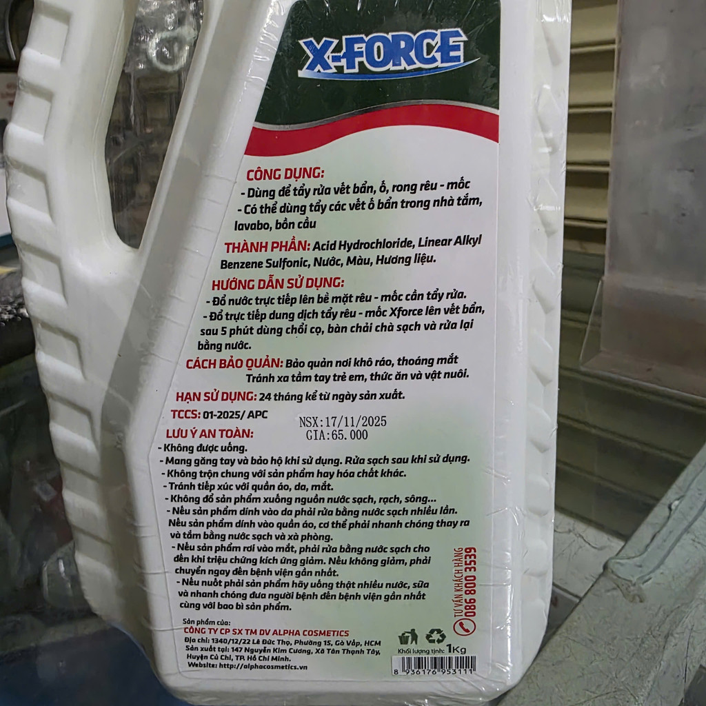Nước Tẩy Rêu Mốc X-FORCE Đa Năng 1Kg – Đánh Bay Rêu Rong, Diệt Nấm Mốc Hiệu Quả Tức Thì