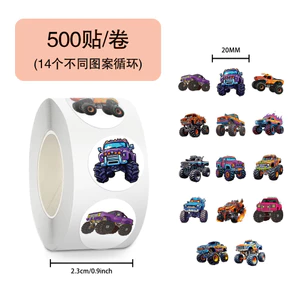 500 Chiếc Xe Tải Quái Vật Phim Hàng Hóa Cuộn Dán Tài Khoản Dán Chai Nước Trang Trí Xe Quà Tặng Sinh Nhật