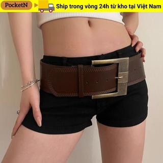 Dây thắt lưng nữ da POCKETN, thiết kế sang trọng cổ điển, hợp thời trang