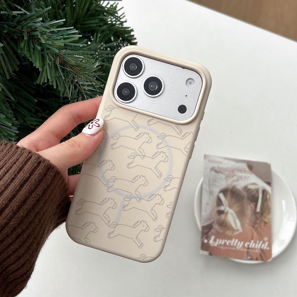 Ốp lưng TPU Tương thích với iPhone 13 14 14Pro 14ProMax 15 15Pro 15ProMax 16 16Pro 16ProMax 17 17Pro 17ProMax Line Pony Pattern Magnet Case