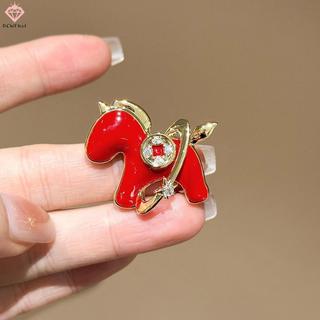 Trâm cài hình ngựa đỏ cung hoàng đạo - Phụ kiện thời trang cho nữ và quà tặng