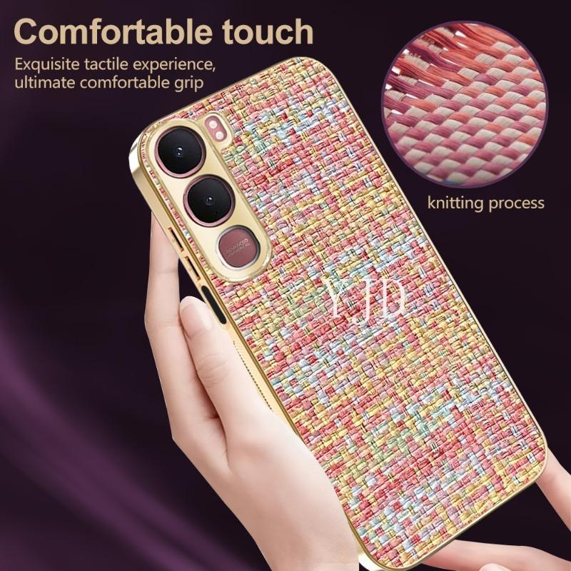 Ốp YJD Cho Vivo Y31 Y21d Giỏ Phong Cách Nữ Dệt Khung Mạ Điện Chống Rơi Vỏ Điện Thoại