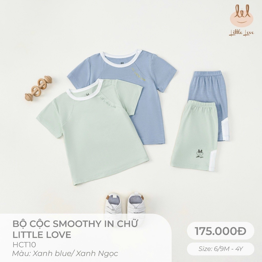 BỘ CỘC TAY VẢI SỢI TRE IN CHỮ LITTLE LOVE [ SIÊU MỀM, MÁT, MỊN CO DÃN VÀ THẤM HÚT TỐT] SZ 6/9M - 4Y (HCT10)