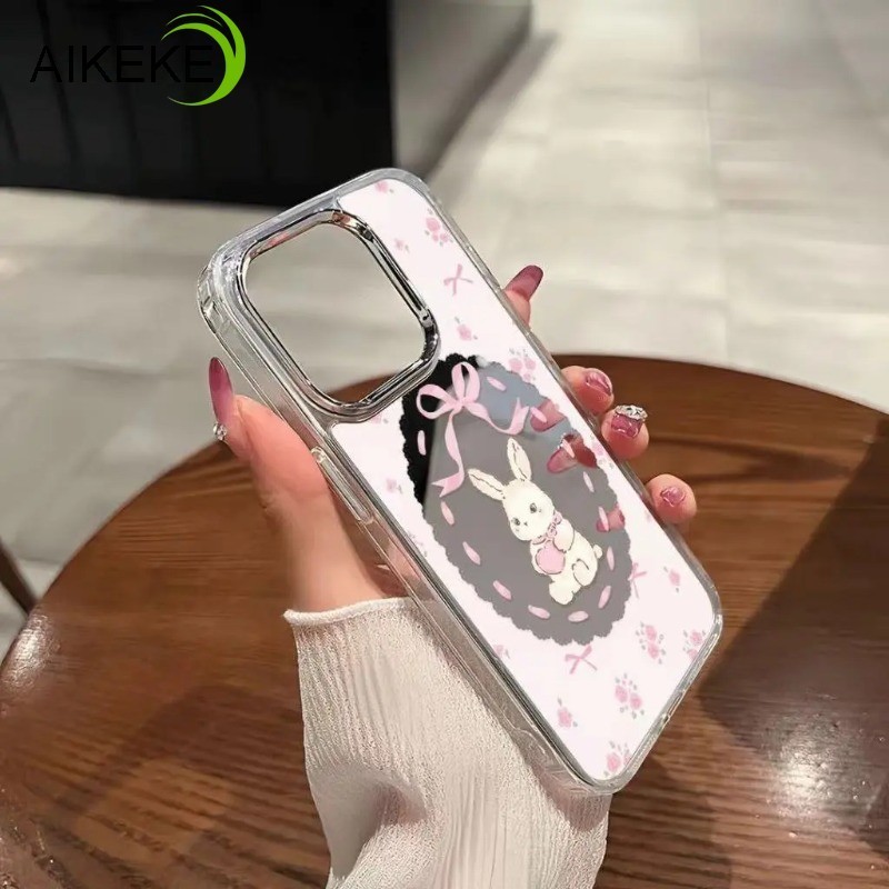 Ốp Điện Thoại Gương Rỗng Thỏ Nơ Dễ Thương Cho Vivo V60 V50 Lite V40 V40E V30E V29E V30 V29 Pro Lite V27 Pro V27E V25 V25E V23 V23E V21 V21E V20 4G 5G Phim Hoạt Hình Sang Trọng Bìa Mềm