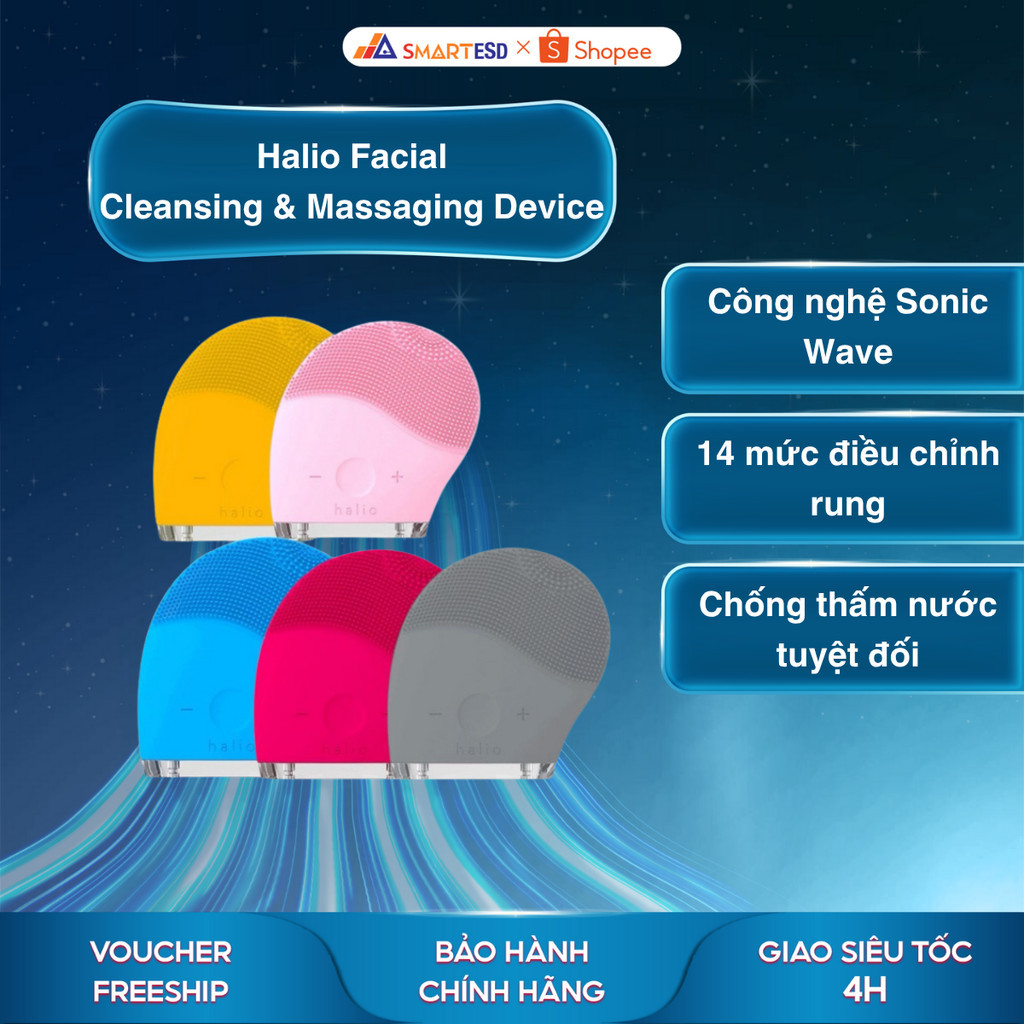 [KOL/KOC] Máy rửa mặt và massage Halio Facial Cleansing & Massaging Device - Bảo hành chính hãng 24 tháng