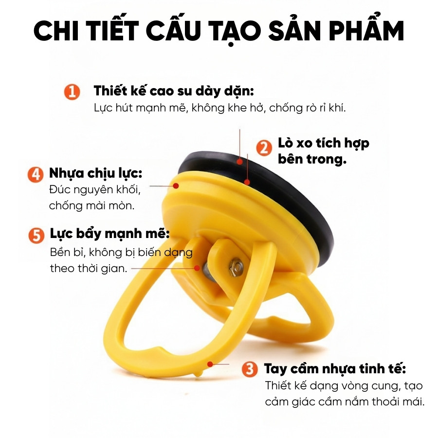 Giác Hít Kính 1 Chấu Cầm Tay RAYENR, Cốc Hút Chân Không Chống Trượt Lực Hút Mạnh GH002