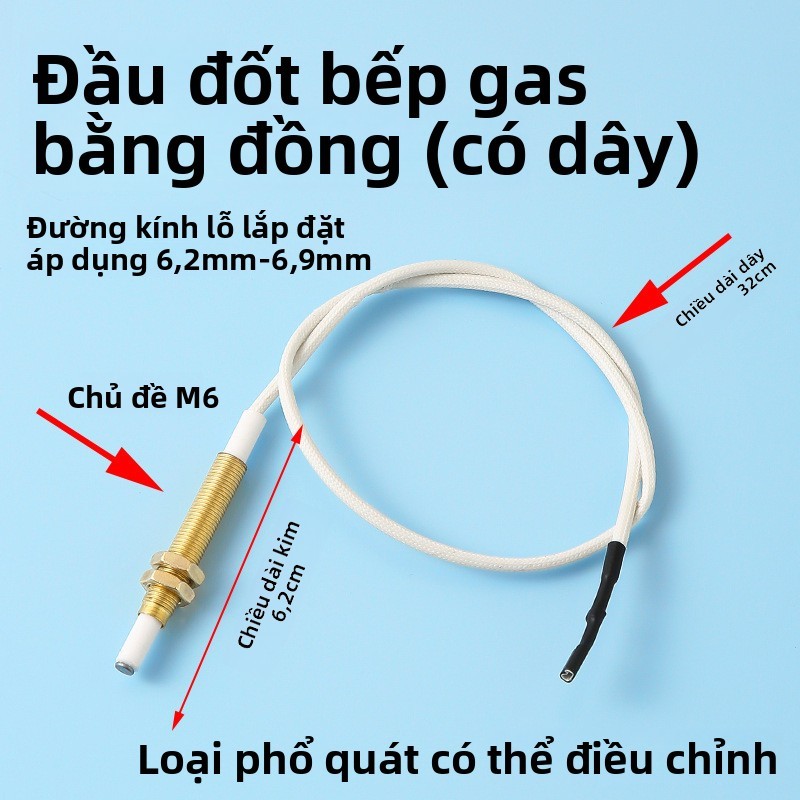 Kim đánh lửa xung đa năng có dây khí hóa lỏng Cảm biến đánh lửa bằng gốm Kim nhúng Bếp gas Phụ kiện AG6E