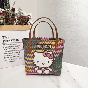 hello kitty Retro Sọc Dachshund Túi dệt cho chó Túi xách Túi đi biển