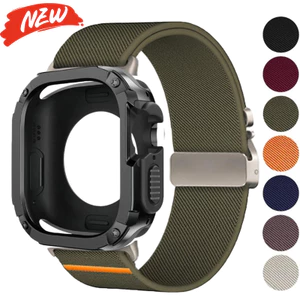 Dây đeo Nylon + Vỏ tương thích cho Apple Watch Series11 / 10 46mm 42mm Ultra3 / 2 / 1 49mm 45mm 44mm 40mm 41mm SE3 9 8 7 6 5 4
