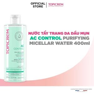 Nước tẩy trang cho da dầu mụn TOPICREM AC PURIFYING MICELLAR WATER 400ml