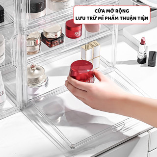 Tủ Trong Suốt Nhựa Arcrylic Bảo Quản Trưng Bày Nước Hoa Mỹ Phẩm Để Bàn Makeup Trang Điểm