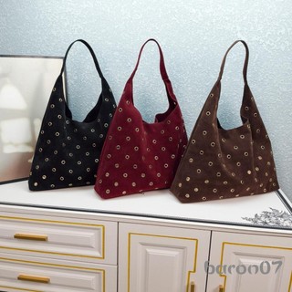 Túi đeo vai có lỗ đinh tán dành cho nữ Da lộn Slouchy Túi đeo nách đi lại hàng ngày