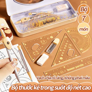 Bộ dụng cụ học tập đa năng 4 món, thước đo sinh viên in rõ nét, cầm tay thoải mái, đo đạc chính xác