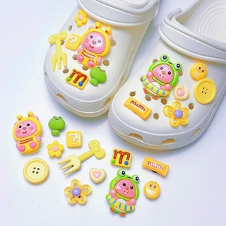 Set Charm Heo Hồng, Ong Vàng & Ếch Baby Cute – Charm Gắn Dép Pastel Dễ Thương Hot Trend- Set 12 chi tiết