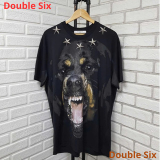 Áo Thun Chó Đính Ngôi Sao Vòng Cổ Double - Six. Áo Phông Cotton Dày Dặn .