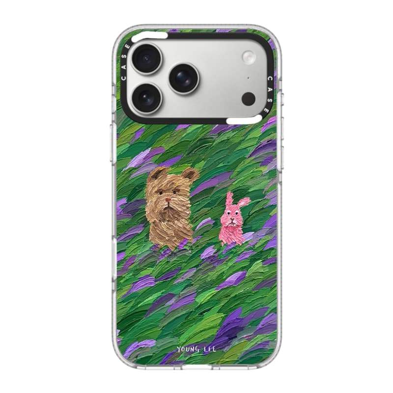 CASECASE X Flower Dog and Rabbit Phone Case HỒNG CAMERA RING EDITION Tác động Vỏ hút từ trong suốt cho iPhone 17 / 16 / 15 / 14 / 13 Pro Max Air với bao bì cao cấp