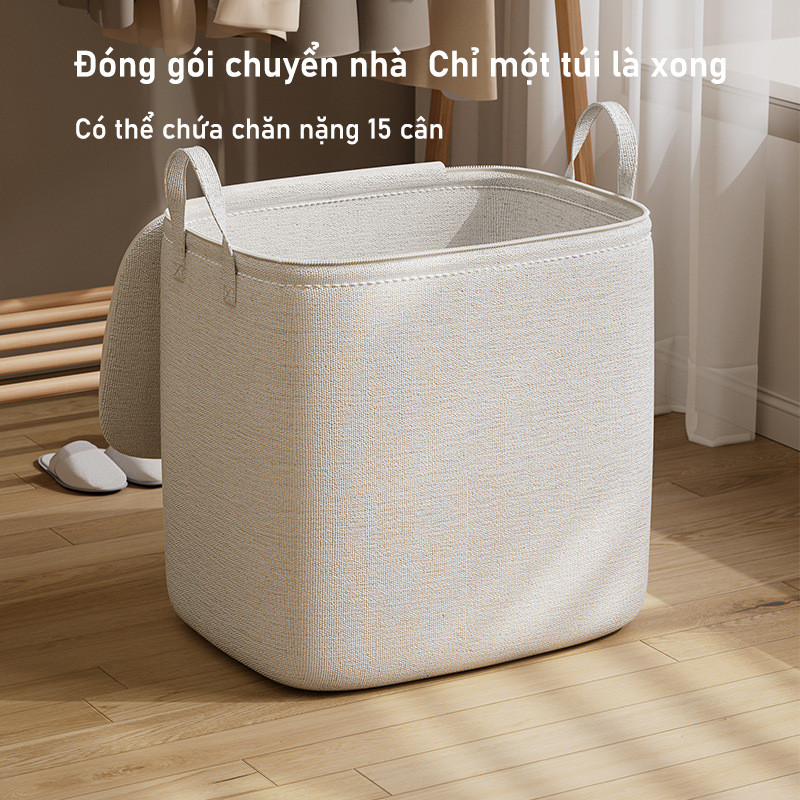 Túi/Giỏ Đựng Quần Áo Chăn Ga Cỡ Lớn Cao Cấp - Vải Cotton & Lanh, Có Thể Gấp Gọn, Đa Năng, Đựng Chăn Màn & Hành Lý