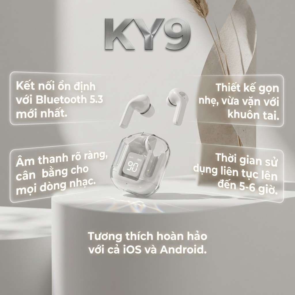 Tai Nghe không dây nhét tai KY9 Bluetooth 5.3 Chống nước Có Microthể ...