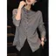 Áo sơ mi houndstooth cổ đứng dành cho nữ - Tay dài, dáng ôm, phù hợp thu đông