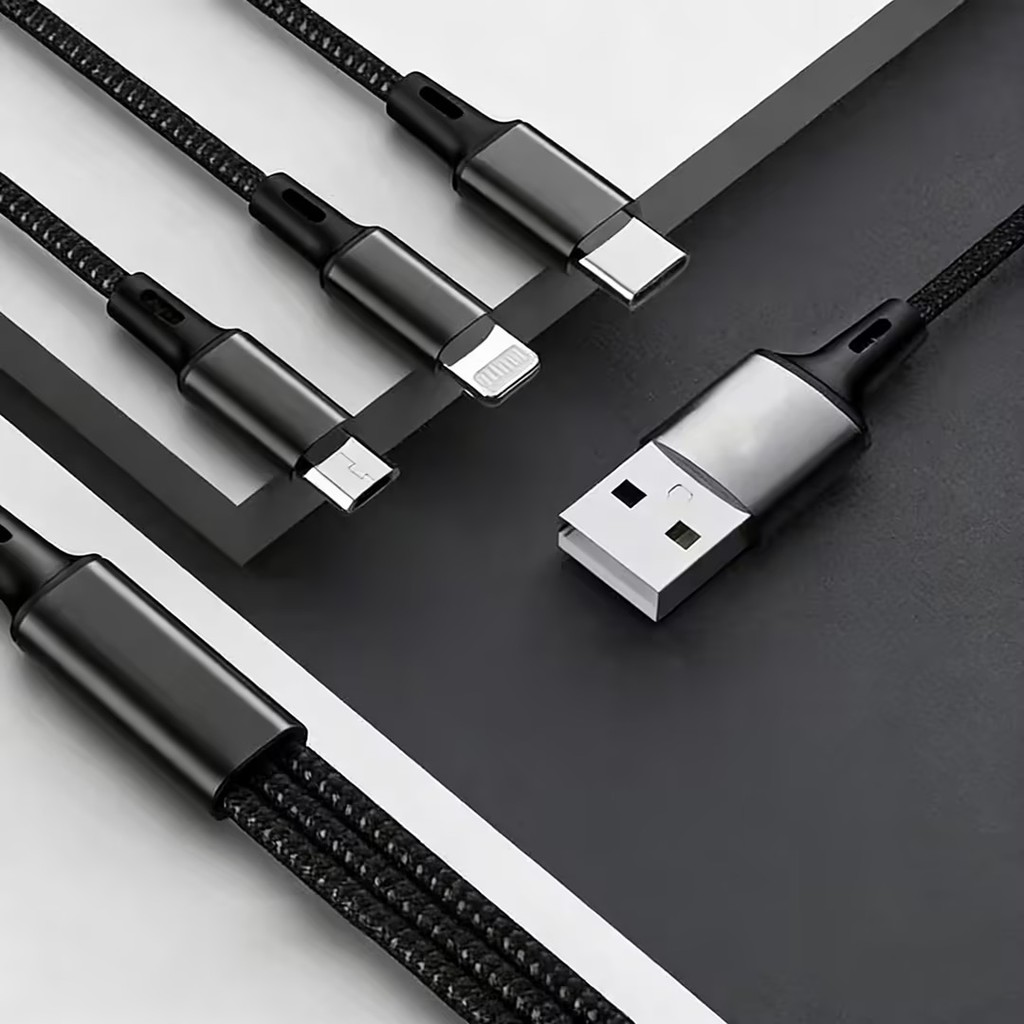 Dây cáp sạc 3 đầu bọc dù 3 trong 1 đa năng nhiều màu sắc. Dùng cho nhiều dòng ios và android dài 1.2 mét - Hàng sẵn kho