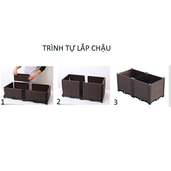 Chậu thông minh lắp ghép 80x40cm cao 40cm, chậu lắp ghép trồng cây trồng rau sạch CG212