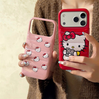 Áo khoác da xuống KT Cat iPhone14 / 13 Thích hợp cho vỏ điện thoại 17 / 16 / 15PROMAX Vỏ chống sốc Hàng hóa tại chỗ
