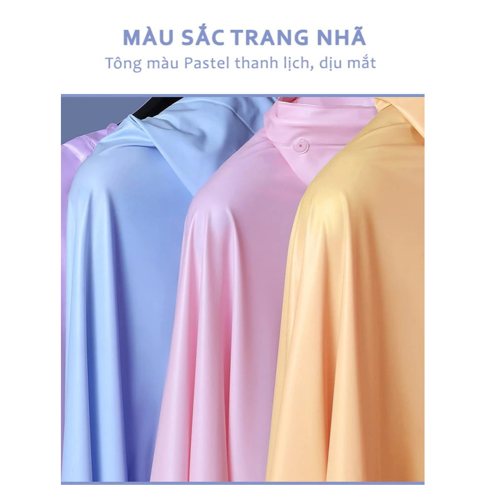 Áo mưa Nam Nữ nửa trước trong suốt nhựa PVC che phủ toàn thân, kèm kính chắn mưa tiện lợi
