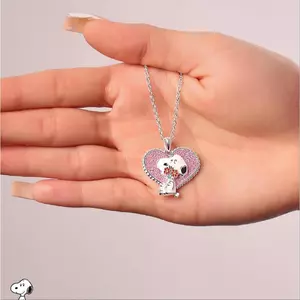 Hoạt Hình Snoopy Hồng Đào Trái Tim Vòng Cổ Cặp Đôi Quà Tặng Mặt Dây Chuyền Hoạt Hình Chó Xương Đòn Dây Chuyền Ngày Lễ Tình Nhân Vòng Cổ