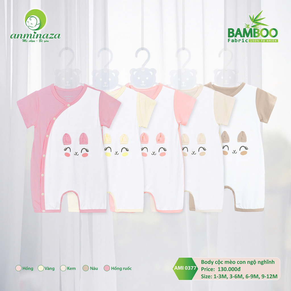 Body Cộc Mèo Con Nghộ Nghĩnh Anminaza Vải Sợi Tre Petit Mềm Mịn Thoáng Mát - Hàng Chính Hãng AMI0377