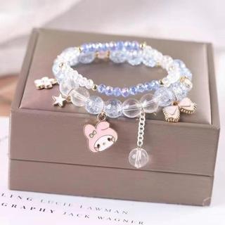 Vòng tay đính cườm pha lê hai lớp dành cho nữ Hoạt hình Cặp đôi Phong cách Dây tay Quà tặng cho người bạn thân nhất Sanrio Cinnamoroll Giai điệu của tôi Ngọt ngào JK Cô gái mềm mại Trang sức học sinh