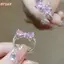 Nhẫn thời trang pha lê và zircon cho nữ, thiết kế lãng mạn có thể điều chỉnh
