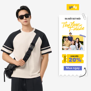 SALE⚡ Áo Phông nam YODY Tay Raglan Can Phối relax thoải mái MCTS25S171