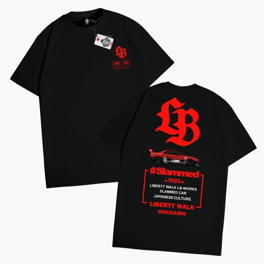 Mùa Hè Rời Cổ Tròn Cotton Nguyên Chất JDM Liberty logo Ô Tô In Hình Size Lớn Áo Thun Tay Ngắn 0478