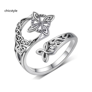 Chicstyle Độc Đáo Celtic Trang Sức Hợp Kim Nhẫn Ngón Tay Celtic Nút Thắt Mở Nhẫn Cho Nữ – Có Thể Điều Chỉnh Ngón Tay Giữa Knuckle Ngón Tay Cái Nhẫn Retro Ireland Trang Sức Cho Bạn Bè