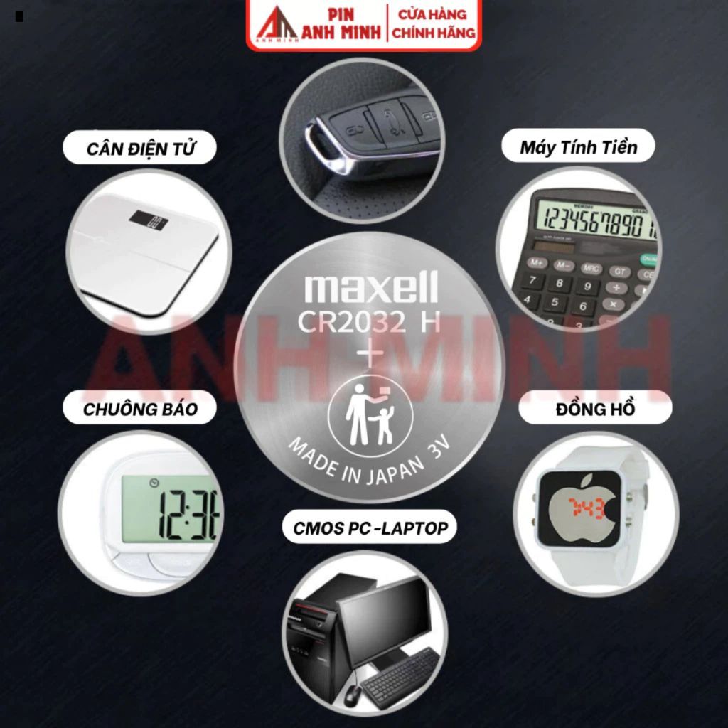 Pin CR2032 Maxell 3V Pin nút áo chất lượng cao cho smartkey, cmos, máy tính, remote.....
